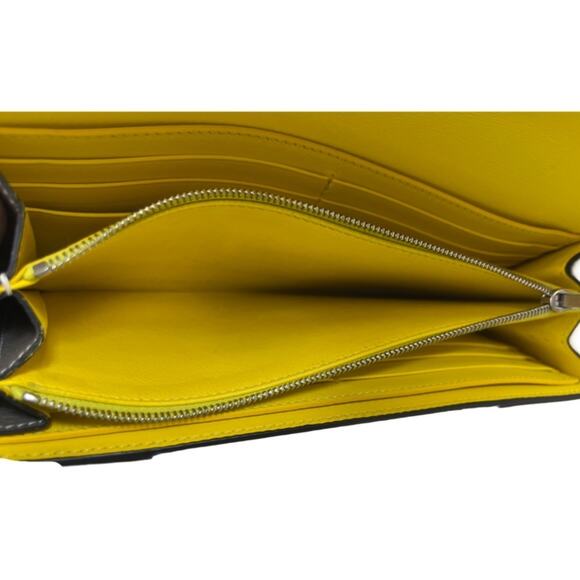 Céline Pebbled Leather Large Flap Wallet Grey And Yellow Made in Italy - Picture 7 of 13